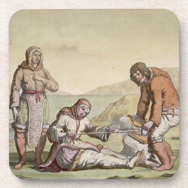 Eskimos, 1817 (Farbstich) Untersetzer (Vorderseite)