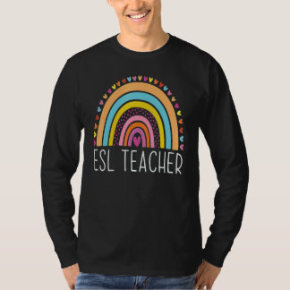 ESL-Lehrer Boho-Regenbogen Zurück zur Schule Würdi T-Shirt