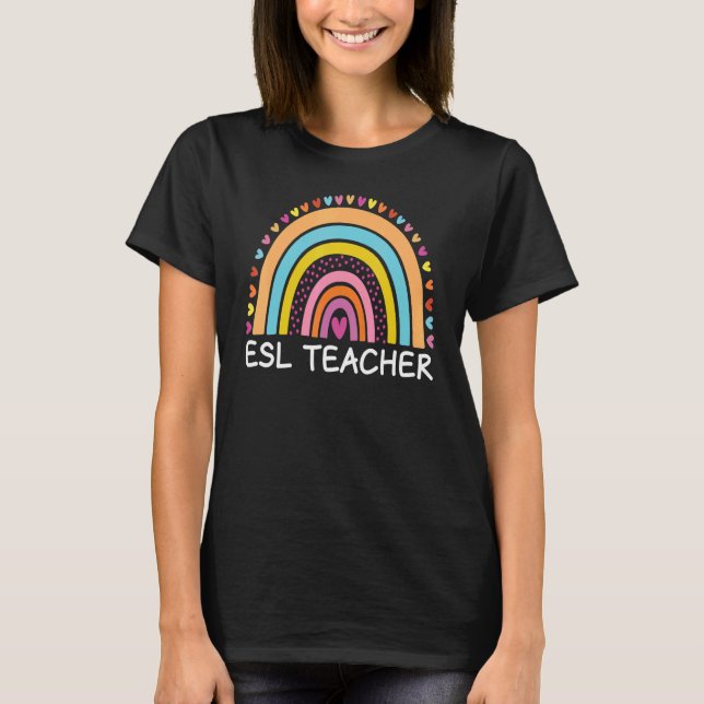 ESL-Lehrerin Boho Rainbow Back to School Appreciat T-Shirt (Vorderseite)