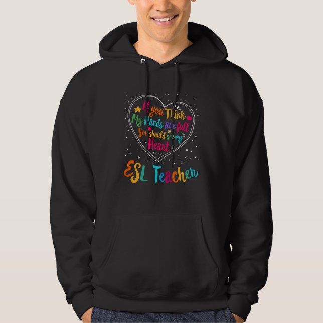 ESL Teacher Appreciation Week Back to School Heart Hoodie (Vorderseite)