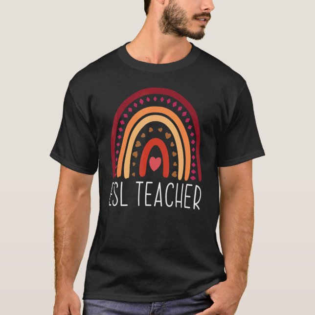 ESL Teacher Boho Rainbow Back To School Appreciati T-Shirt (Vorderseite)