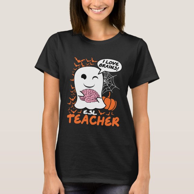 ESL Teacher Cute Ghost Halloween Teacher T-Shirt (Vorderseite)