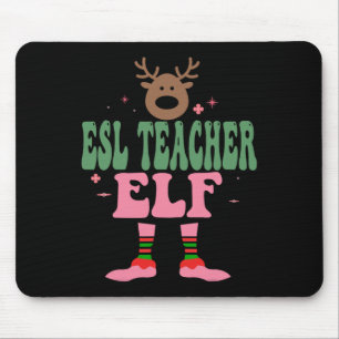 Esl Teacher Elf Xmas Matching Family Group Weihnac Mousepad