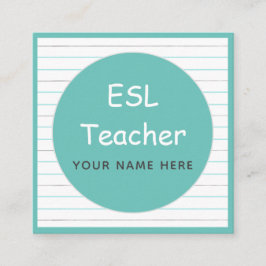 ESL Teacher English Instructor Notebook Lines Cool Quadratische Visitenkarte