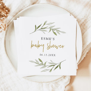ESME Bohemian Greenery & Gold Babyparty Serviette