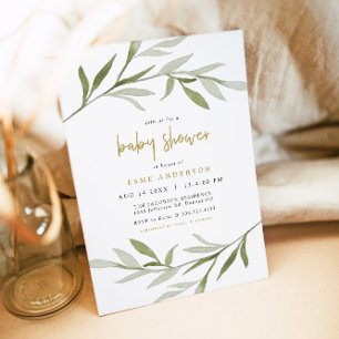 ESME Bohemisch Greenery & Gold Baby Dusche Einladung