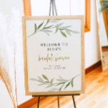 ESME Bohemisch Greenery Gold Brautparty Willkommen Poster<br><div class="desc">Dieses Brautparty-Willkommensschild enthält sage Aquarellgrün-Blätter und einen goldenen handgeschriebenen Script-Schriftart. Dieses Brautparty-Poster ist perfekt für Ihre Böhmen- oder Gartentheater-Brautveranstaltung. Pair mit allem in der ESME Kollektion für einen zusammenhängenden Look.</div>