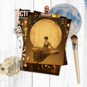 Esmeray Paper Moon Girl, Vintag Fotograf Jazz Postkarte
