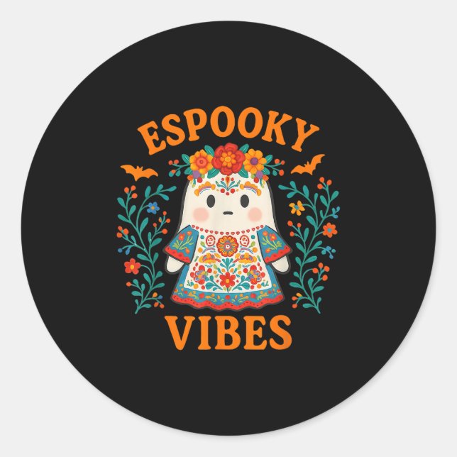Esoky Vibes Maestra Halloween Spanish Mexican Boho Runder Aufkleber (Vorderseite)