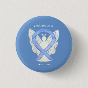 Esophageal Cancer Angel Awareness Ribbon Art Butto Button