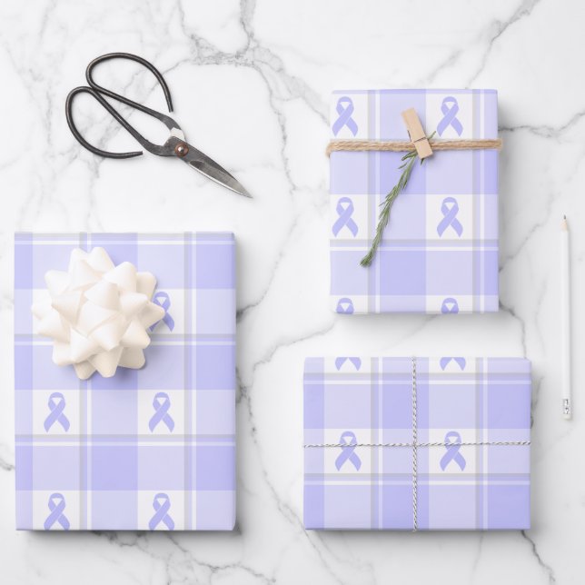 Esophageal Cancer Awareness Plaid Periwinkle Geschenkpapier Set (Vorderseite)