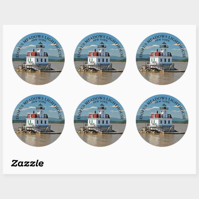 Esopus Meadows Lighthouse, New York Round Stickers (Blatt)