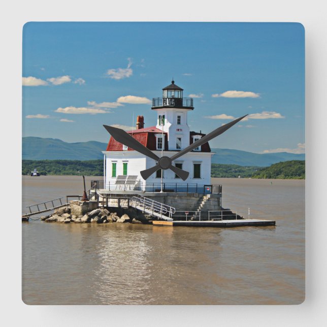 Esopus Meadows Lighthouse, New York Wall Clock Quadratische Wanduhr (Vorderseite)