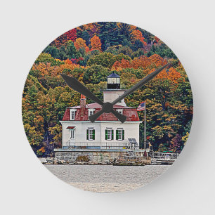 Esopus Meadows Lighthouse Runde Wanduhr