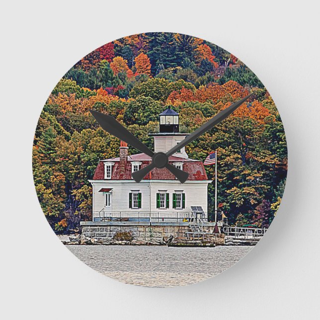 Esopus Meadows Lighthouse Runde Wanduhr (Vorderseite)