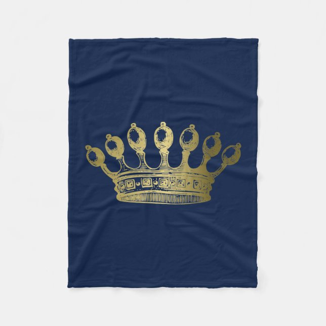 Esoteric Gold Crown Navy Fleecedecke (Vorderseite)