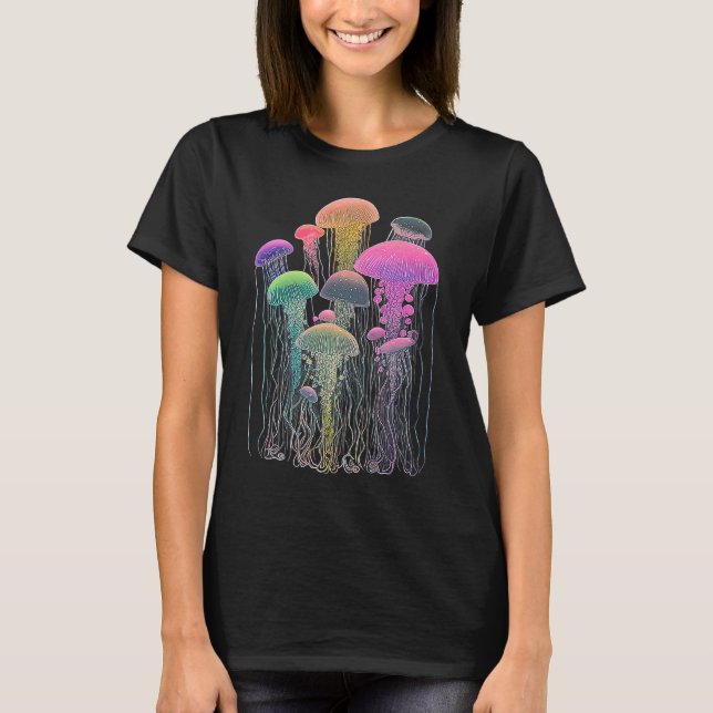 Esoteric Jellyfish Crystals Cute Illustration T-Shirt (Vorderseite)