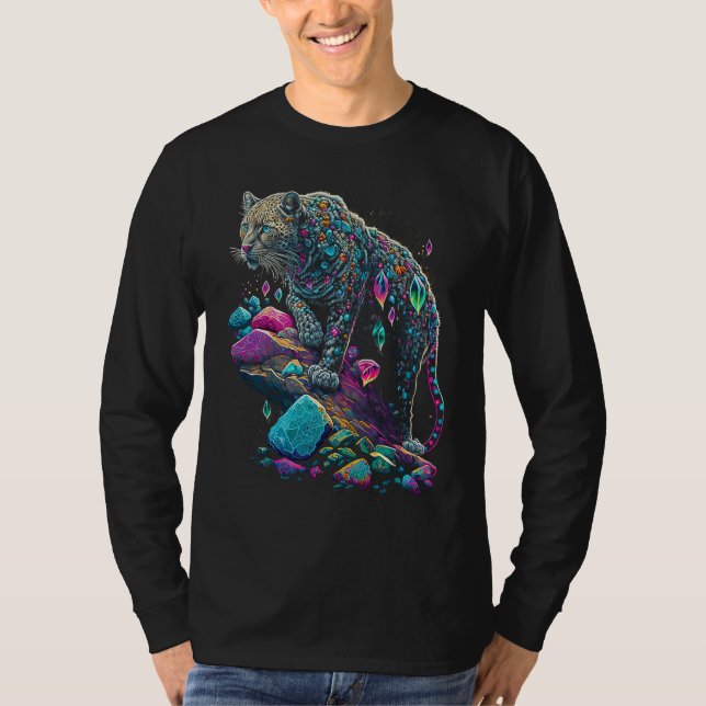 Esoteric Leopard Crystals Cute Illustration  2 T-Shirt (Vorderseite)
