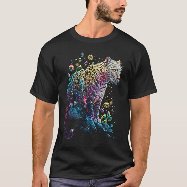 Esoteric Leopard Crystals Cute Illustration  4 T-Shirt (Vorderseite)