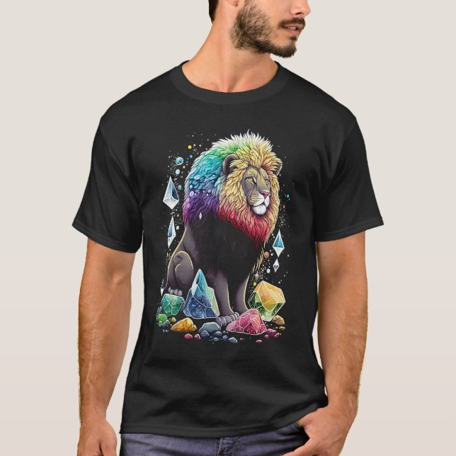 Esoteric Lion Crystals Cute Illustration  2 T-Shirt (Vorderseite)
