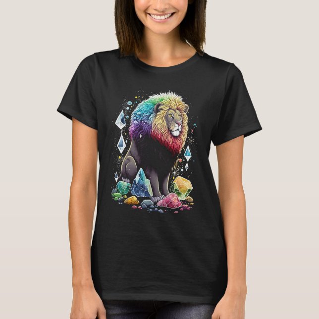 Esoteric Lion Crystals Cute Illustration  2 T-Shirt (Vorderseite)