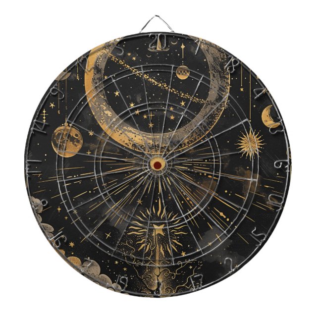 Esoteric Night Sky Black and Gold Dartscheibe (vorne)