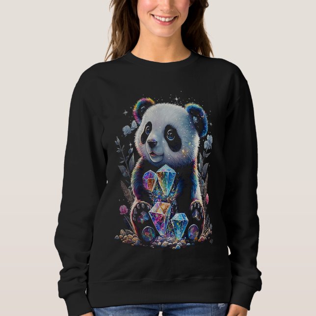 Esoteric Panda Crystals Cute Illustration  1 Sweatshirt (Vorderseite)