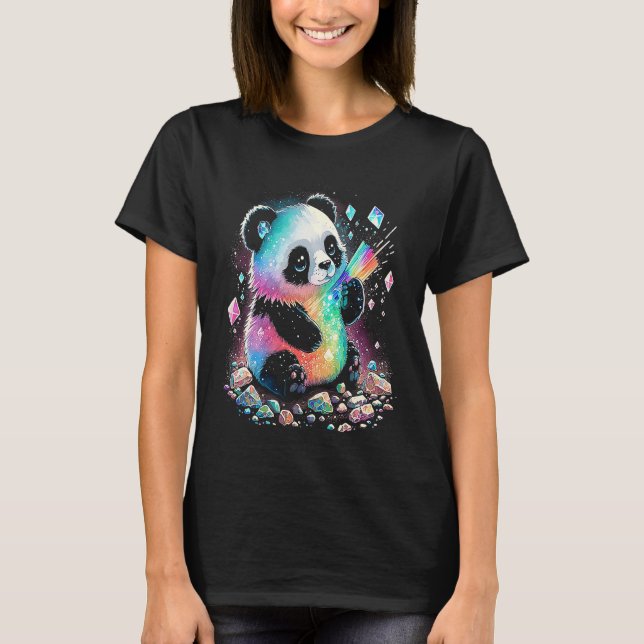 Esoteric Panda Crystals Niedlich Illustration 2 T-Shirt (Vorderseite)