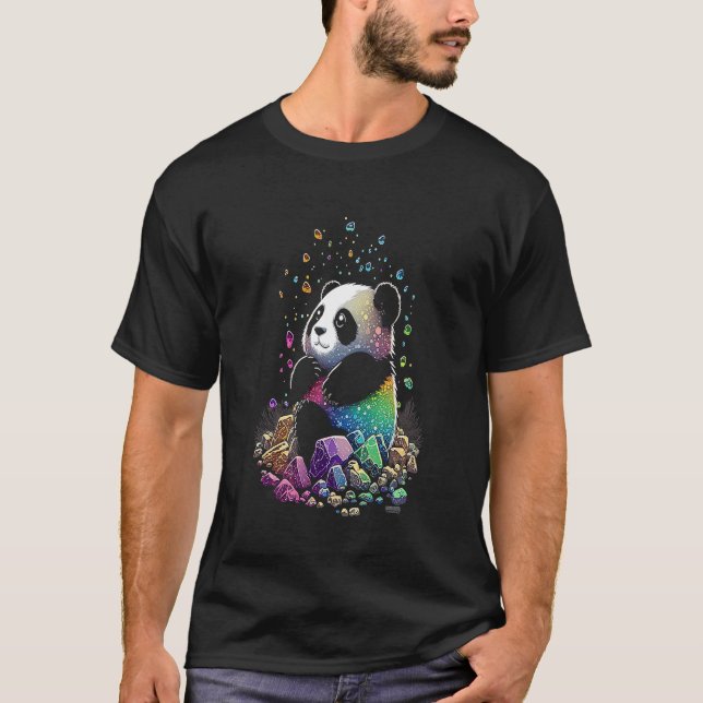 Esoteric Panda Crystals Niedlich Illustration 2 T-Shirt (Vorderseite)