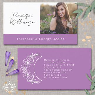 Esoteric Psychic Energy Modern Crescent Moon Foto Visitenkarte