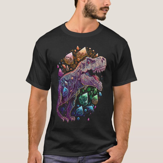 Esoteric Rex Trex Crystals Cute Illustration  1 T-Shirt (Vorderseite)