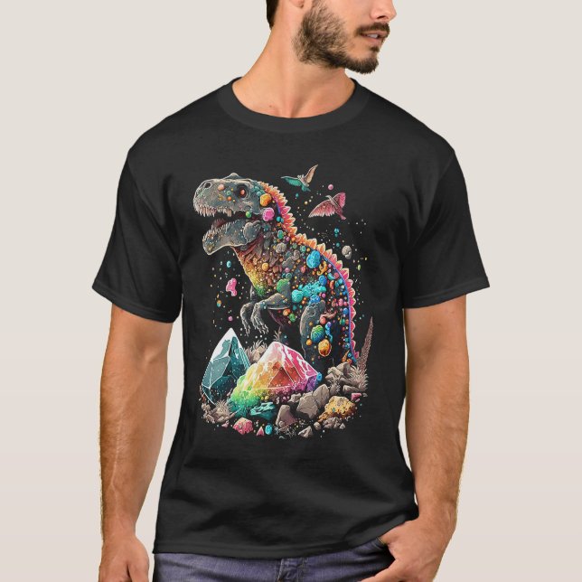 Esoteric Rex Trex Crystals Cute Illustration  2 T-Shirt (Vorderseite)