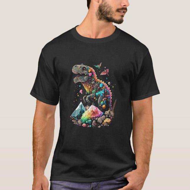Esoteric Rex Trex Crystals Cute Illustration  4 T-Shirt (Vorderseite)