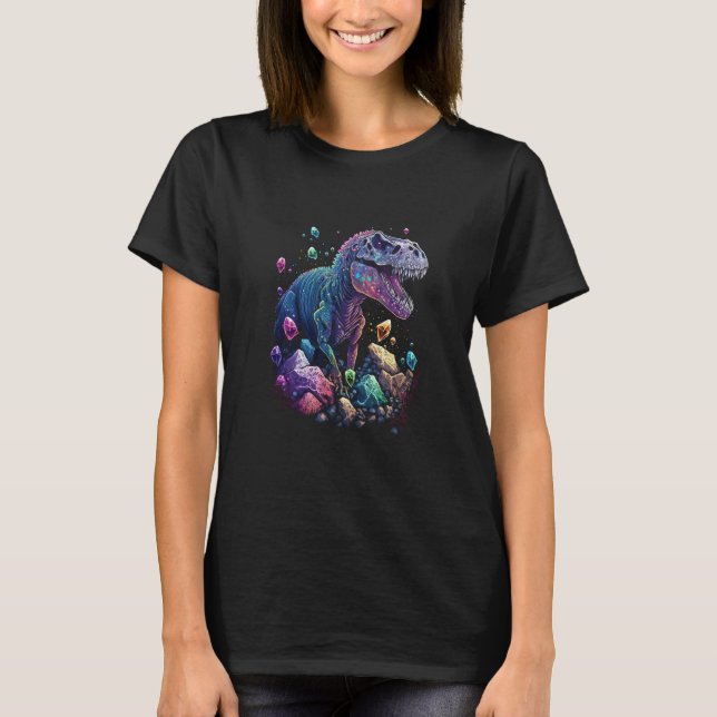 Esoteric Rex Trex Crystals Cute Illustration  9 T-Shirt (Vorderseite)