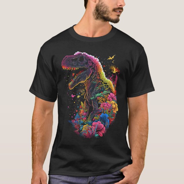 Esoteric Rex Trex Crystals Niedlich Illustration 4 T-Shirt (Vorderseite)