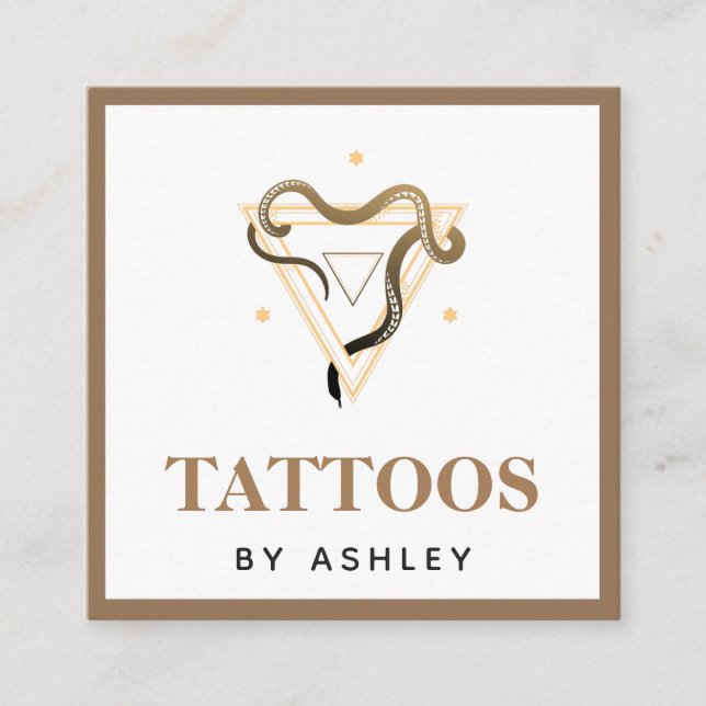 Esoteric Snake Brown Tattoo Artist Social Media Quadratische Visitenkarte (Vorderseite)
