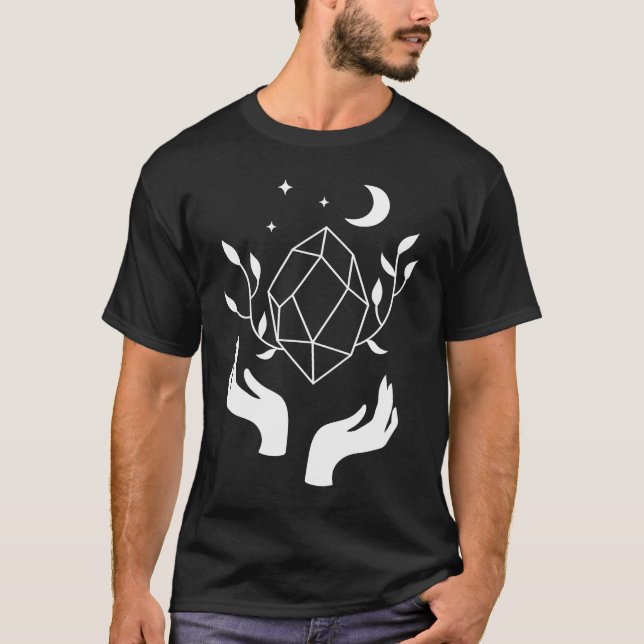 Esoteric Spiritual Moon Flower Line T-Shirt (Vorderseite)
