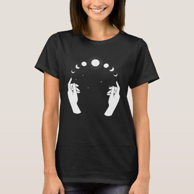 Esoteric Spiritual Moon Phases Hand Line T-Shirt (Vorderseite)