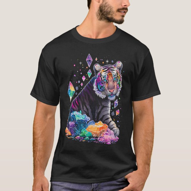 Esoteric Tiger Crystals Cute Illustration  1 T-Shirt (Vorderseite)