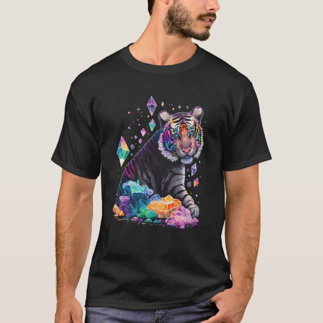 Esoteric Tiger Crystals Cute Illustration  2 T-Shirt (Vorderseite)