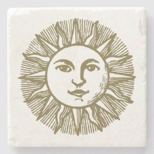 Esoterische Goldsonne Steinuntersetzer