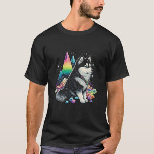 Esoterische Husky-Hunde-Kristalle Niedliche Illust T-Shirt