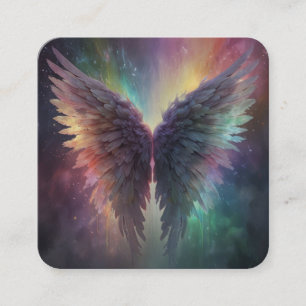*~* Esoterische Mystical Rainbow Angel Wings AP78  Quadratische Visitenkarte