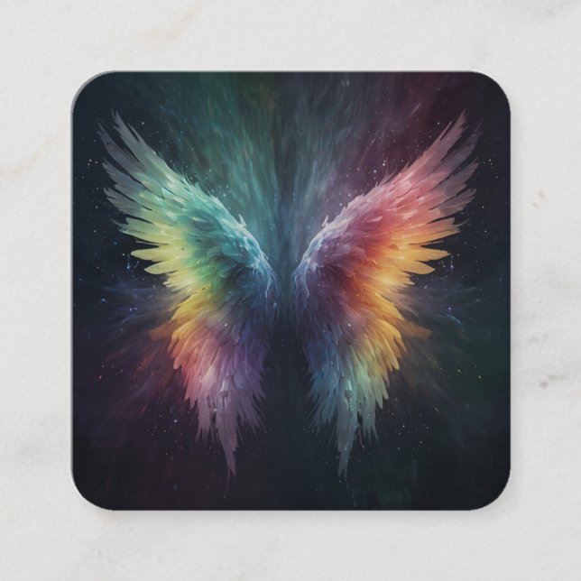 *~* Esoterische Mystical Rainbow Angel Wings AP78  Quadratische Visitenkarte (Vorderseite)