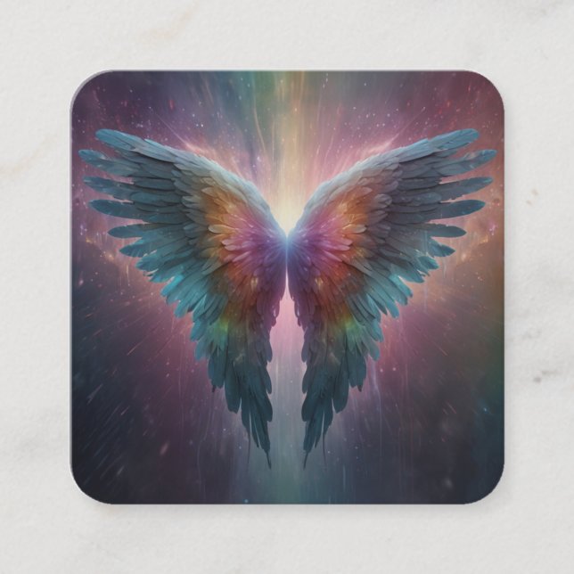*~* Esoterische QR Mystical Rainbow Angel Wings AP Quadratische Visitenkarte (Vorderseite)