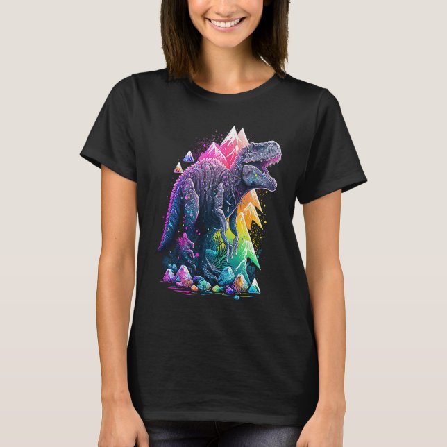Esoterische Rex Trex Crystals Niedliche Illustrati T-Shirt (Vorderseite)