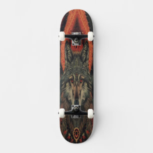 Esoterischer Geistwolf Mystisches Totem-Geometri Skateboard