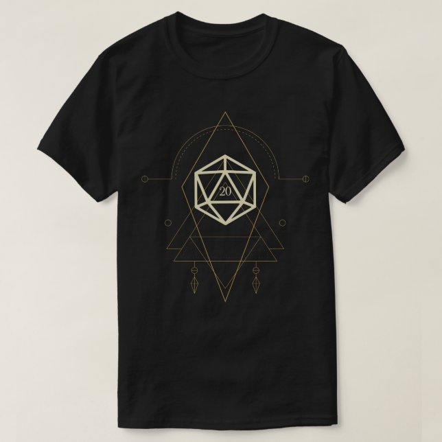 Esoterisches Polyhedral D20 Dice Tarot Zwei T-Shirt (Design vorne)