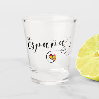España Spanien Flaggen-Herz-Skript Schnapsglas