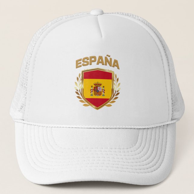 Espana-Spanien-Flaggenschild Truckerkappe (Vorderseite)